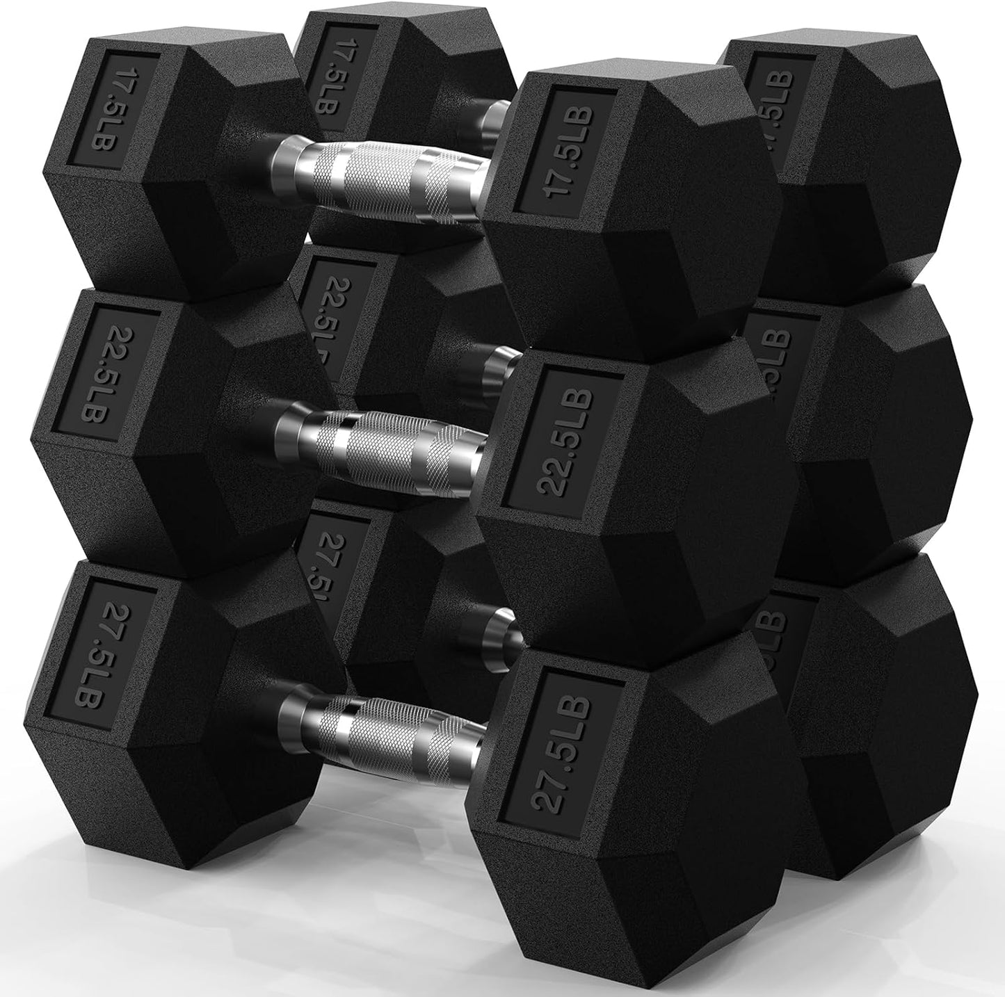 Hex Dumbbell Set 45-550 Lb, Rubber Encased Home Gym Dumbbells, Weights Dumbbells for Women & Men, Hand Weight for Strength Training