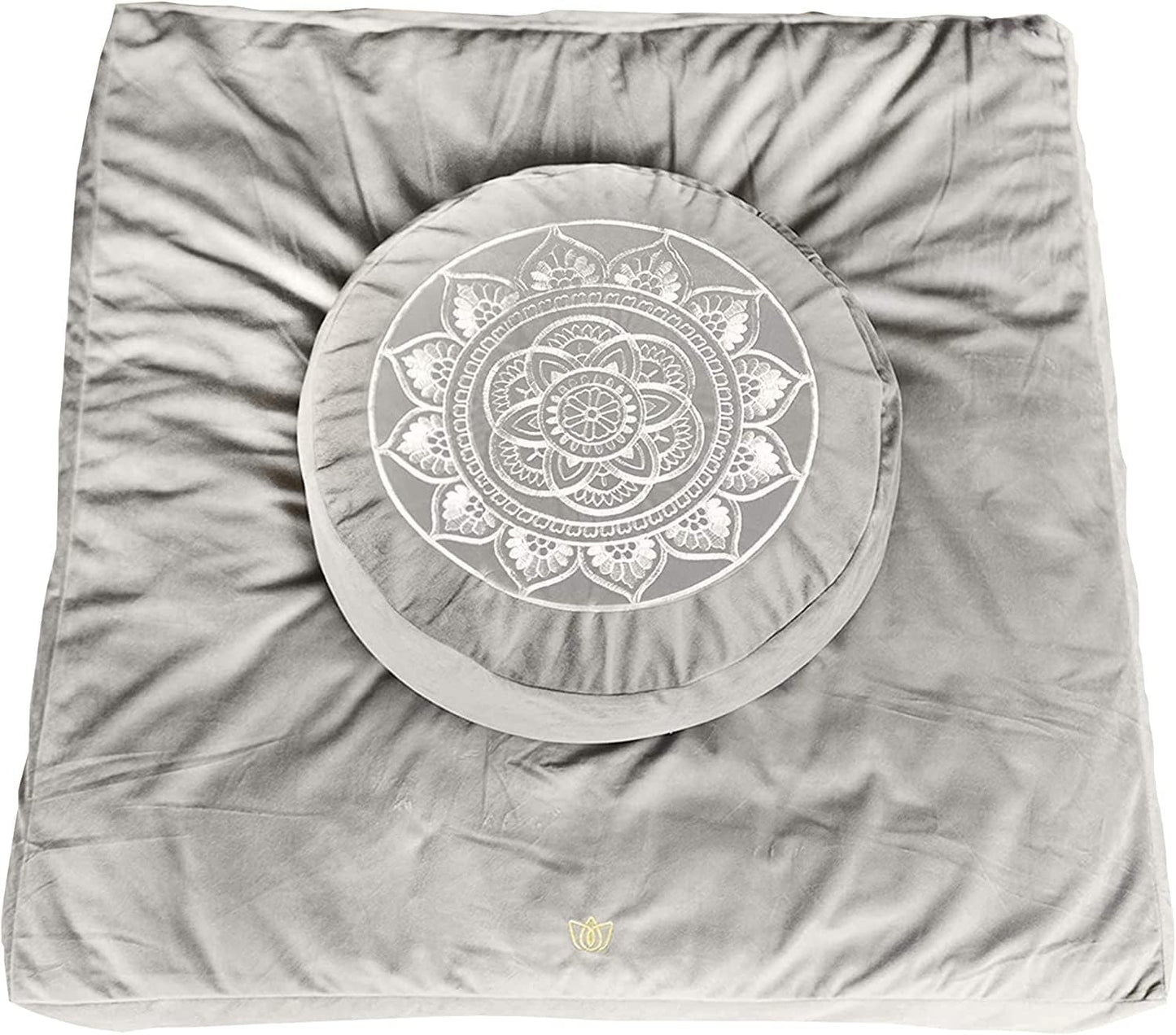 Meditation Cushion - Comfortable Floor Pillow - Traditional Tibetan Meditation Pillow with Beautiful Velvet Cover - Large Floor Cushion Seating for Adults - Premium Yoga Buckwheat Bolster