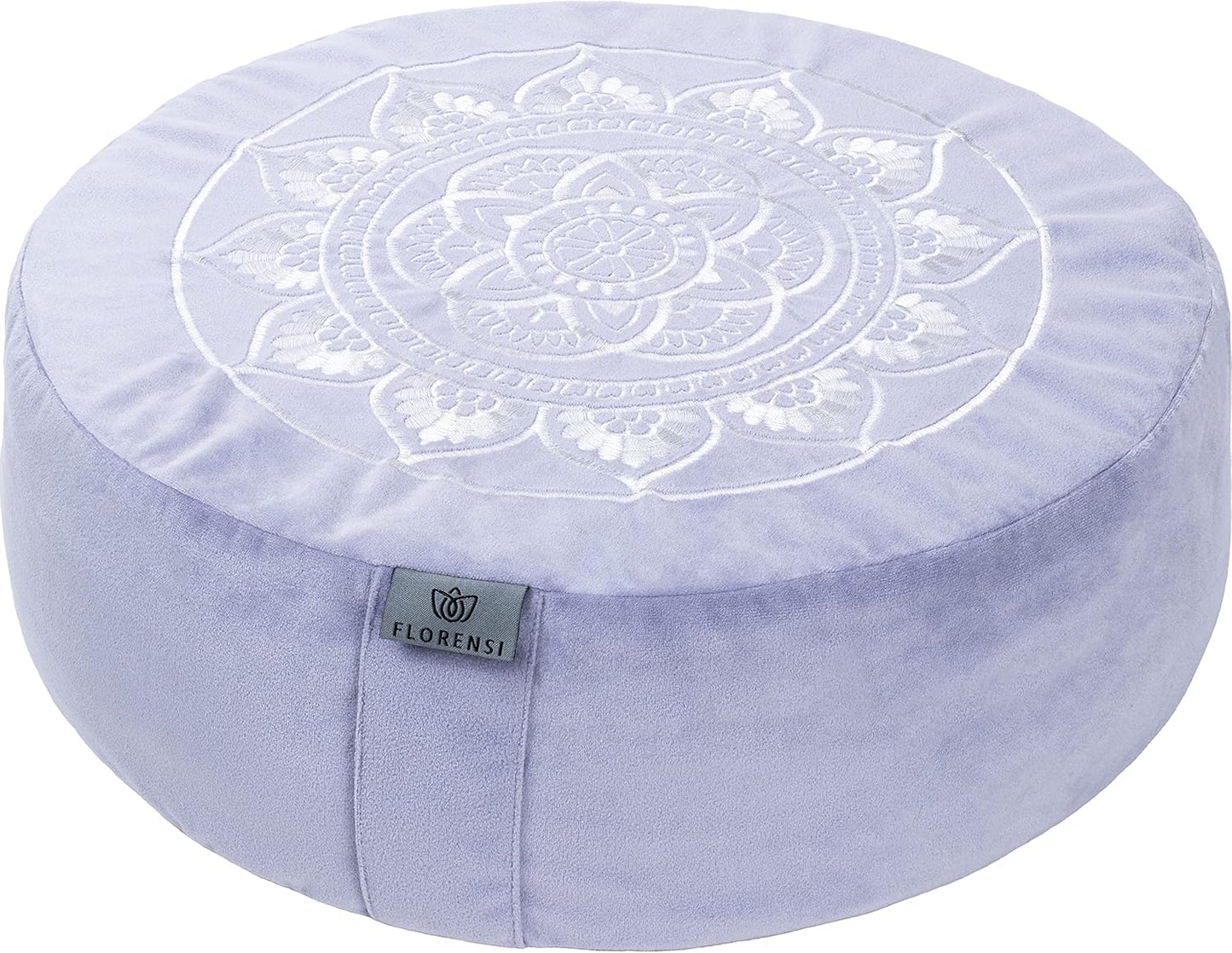 Meditation Cushion - Comfortable Floor Pillow - Traditional Tibetan Meditation Pillow with Beautiful Velvet Cover - Large Floor Cushion Seating for Adults - Premium Yoga Buckwheat Bolster
