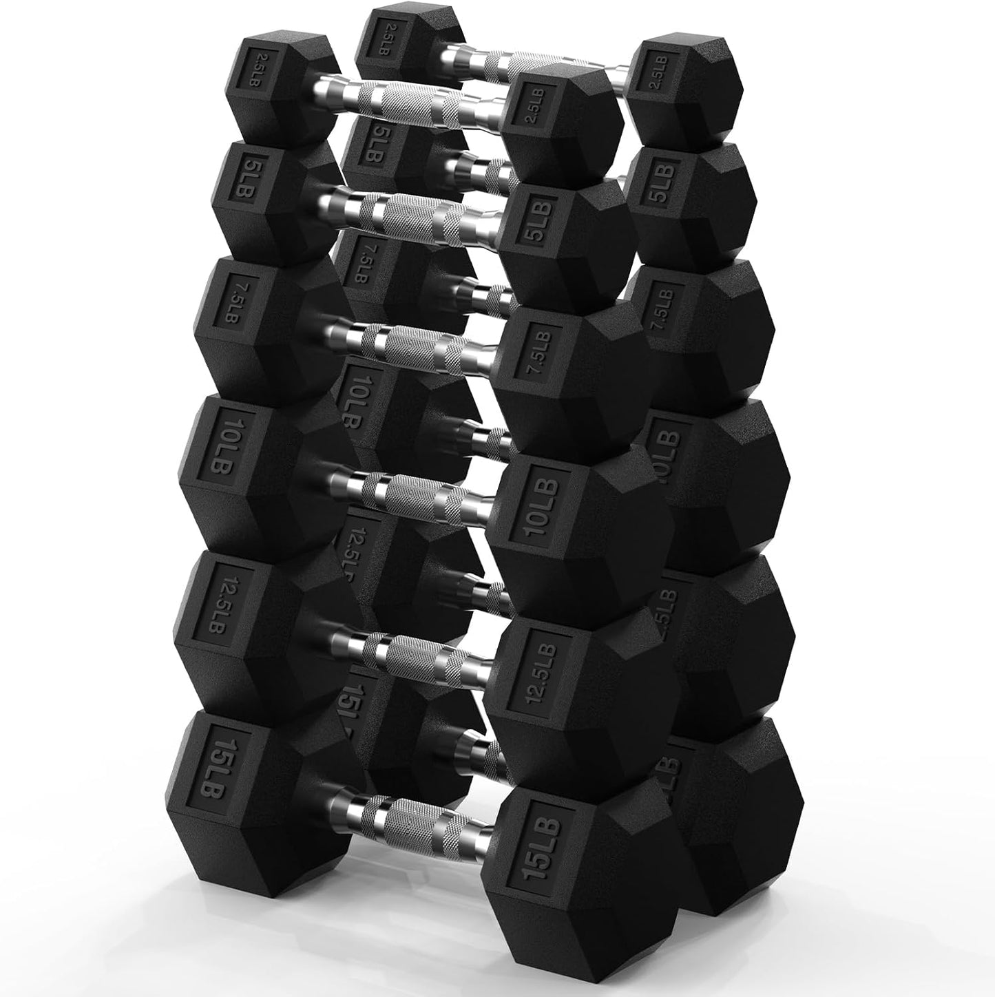 Hex Dumbbell Set 45-550 Lb, Rubber Encased Home Gym Dumbbells, Weights Dumbbells for Women & Men, Hand Weight for Strength Training