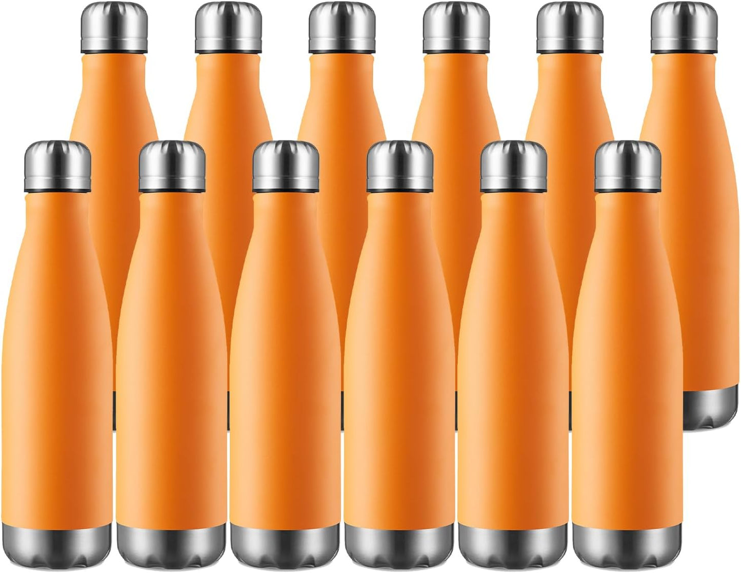 17Oz Sport Water Bottle 12 Pack Vacuum Insulated Stainless Steel Leak-Proof Double Wall Cola Shape Water Bottle,Keep Drinks Hot & Cold (Cold Gray,12 Pack)