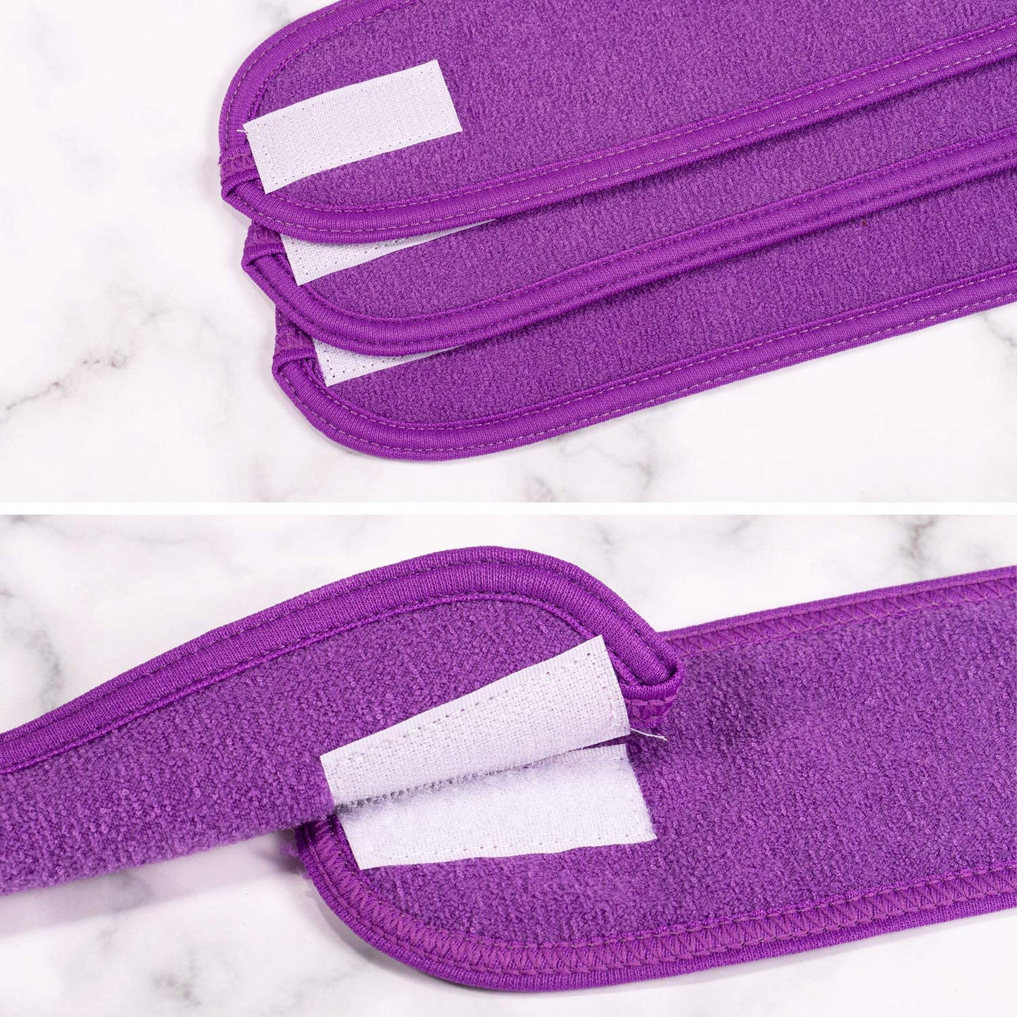 Spa Facial Headband 4 Packs Head Wrap Terry Cloth Headband Adjustable Stretch Towel for Bath, Makeup and Sport (Purple)