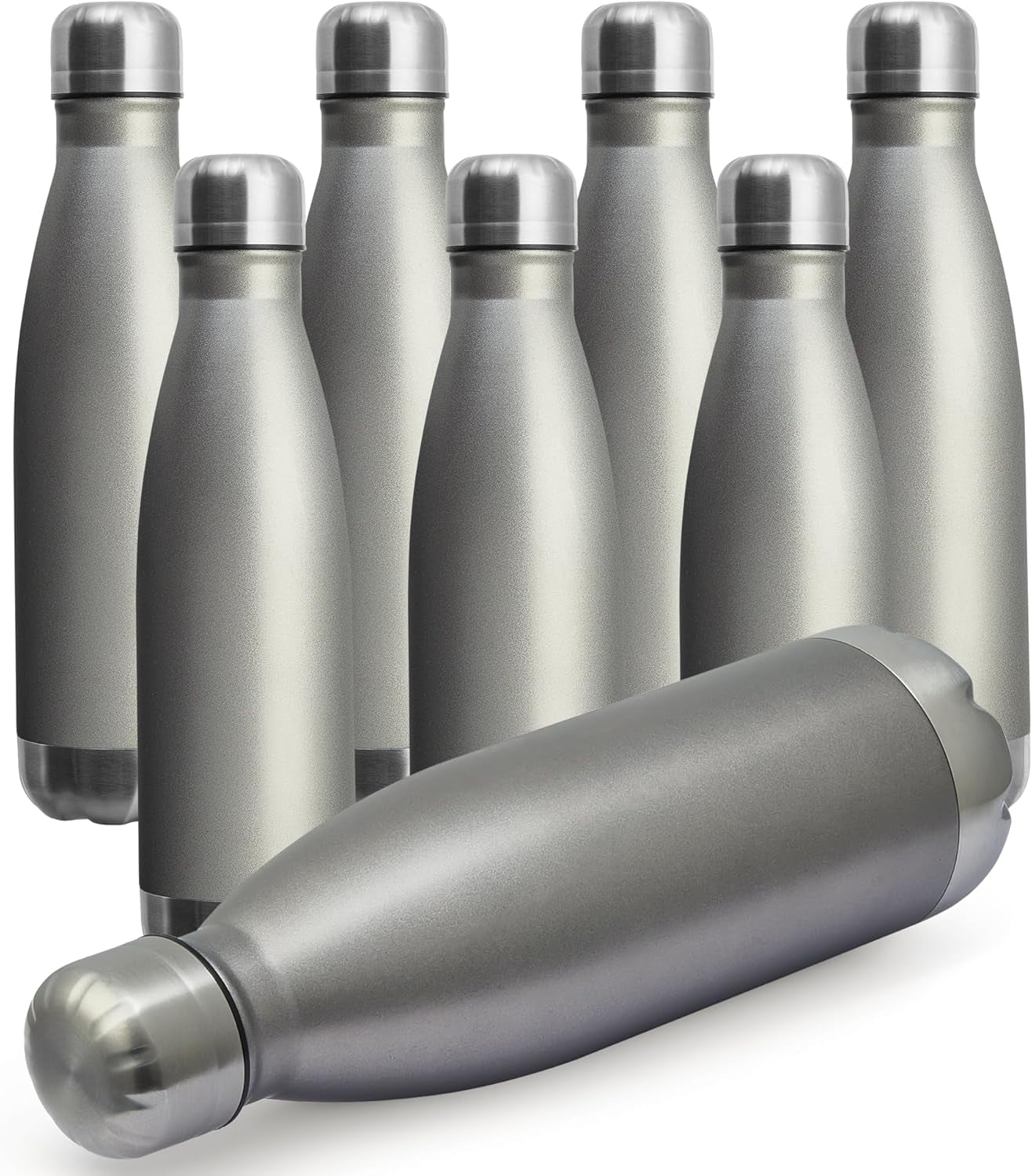 17Oz Sport Water Bottle 12 Pack Vacuum Insulated Stainless Steel Leak-Proof Double Wall Cola Shape Water Bottle,Keep Drinks Hot & Cold (Cold Gray,12 Pack)