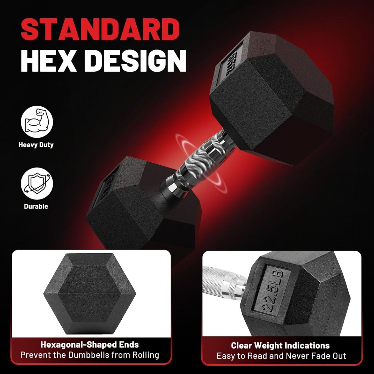 Hex Dumbbell Set 45-550 Lb, Rubber Encased Home Gym Dumbbells, Weights Dumbbells for Women & Men, Hand Weight for Strength Training