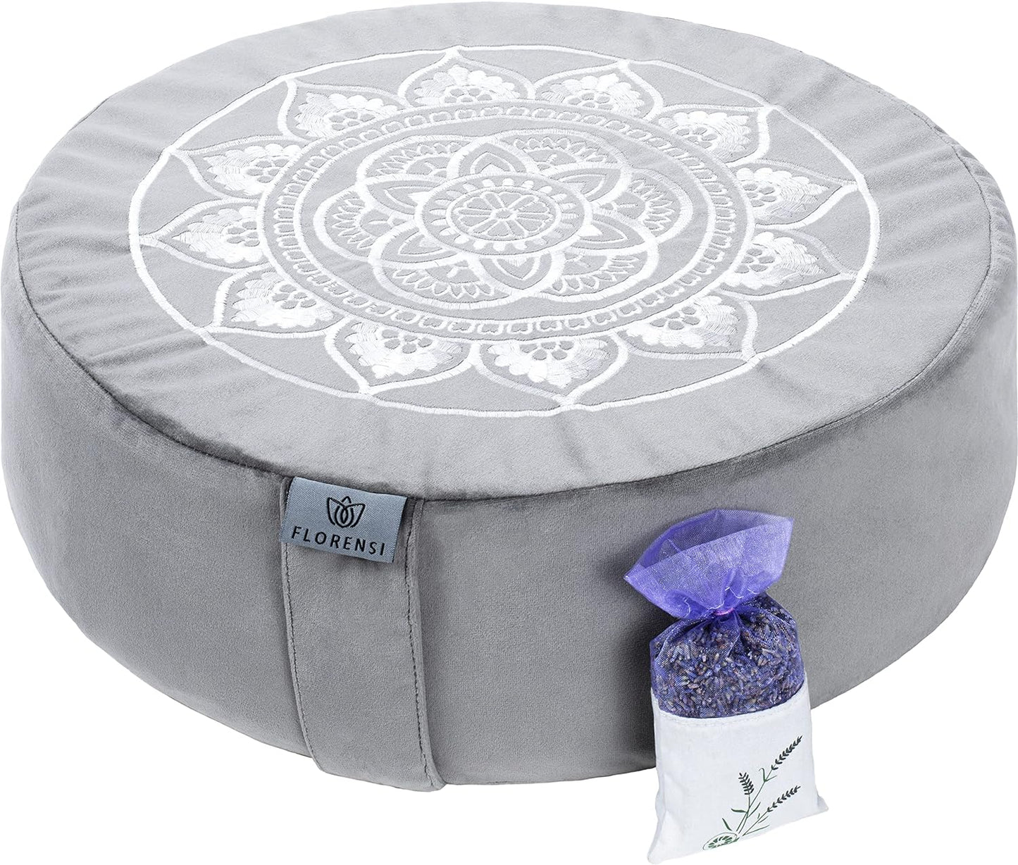 Meditation Cushion - Comfortable Floor Pillow - Traditional Tibetan Meditation Pillow with Beautiful Velvet Cover - Large Floor Cushion Seating for Adults - Premium Yoga Buckwheat Bolster