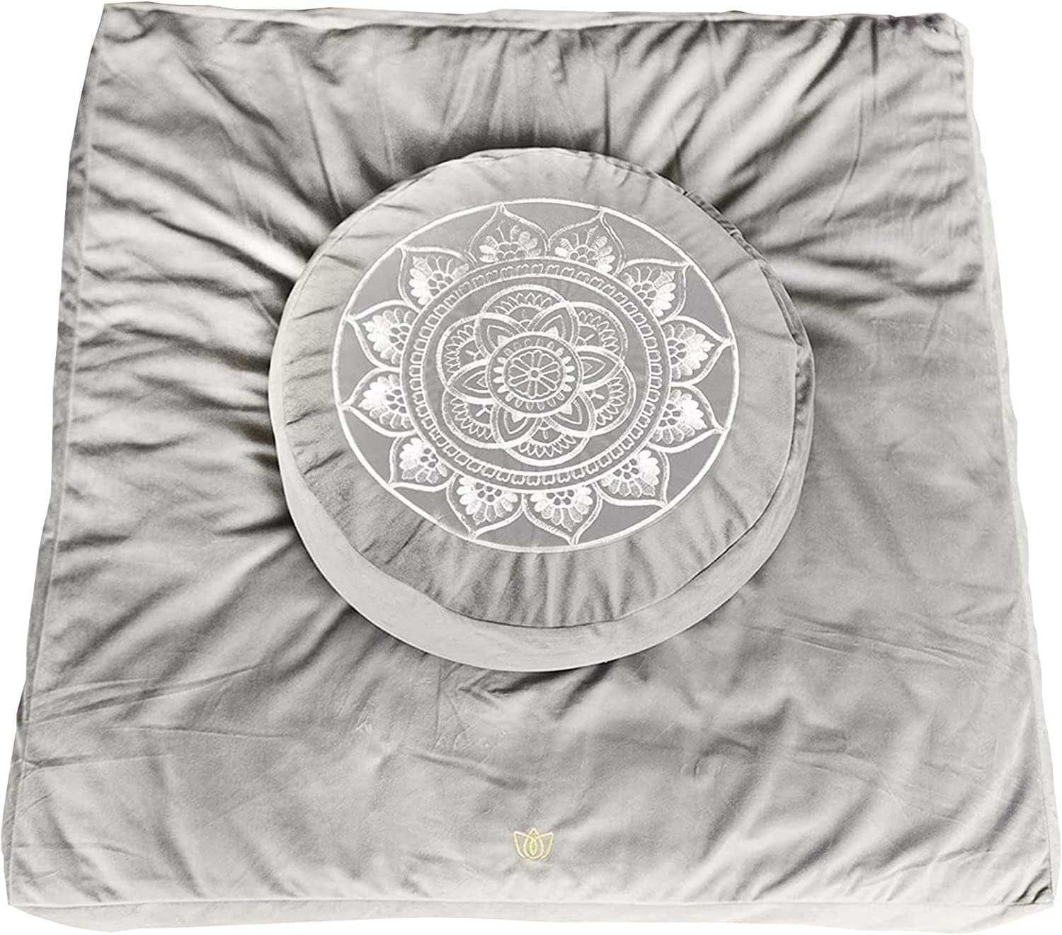 Meditation Cushion - Comfortable Floor Pillow - Traditional Tibetan Meditation Pillow with Beautiful Velvet Cover - Large Floor Cushion Seating for Adults - Premium Yoga Buckwheat Bolster