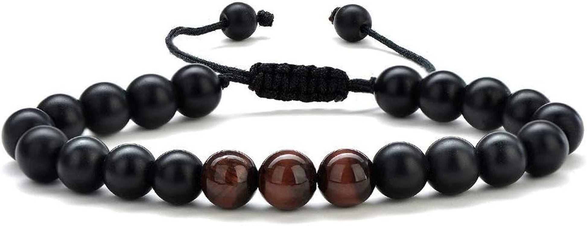 Natural Stone Bracelets for Men - 8Mm Tiger Eye, Matte Agate, Lava Rock - Teen Boys Gifts for Birthday, Anniversary, Christmas