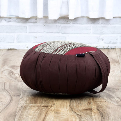Meditation Cushion Set – 1 round Zafu Meditation Pillow and 1 Square Roll-Up Zabuton Meditation Mat, Pillows Bundle Filled with Kapok