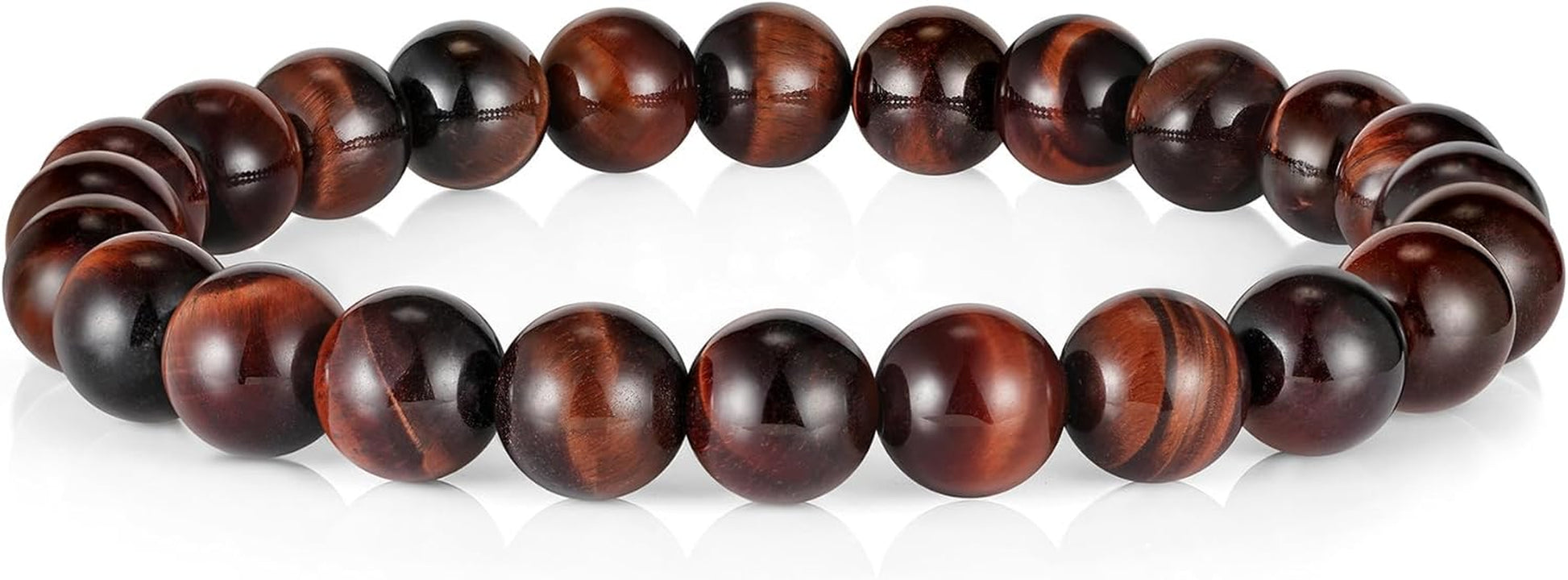 Natural Stone Bracelets for Men - 8Mm Tiger Eye, Matte Agate, Lava Rock - Teen Boys Gifts for Birthday, Anniversary, Christmas