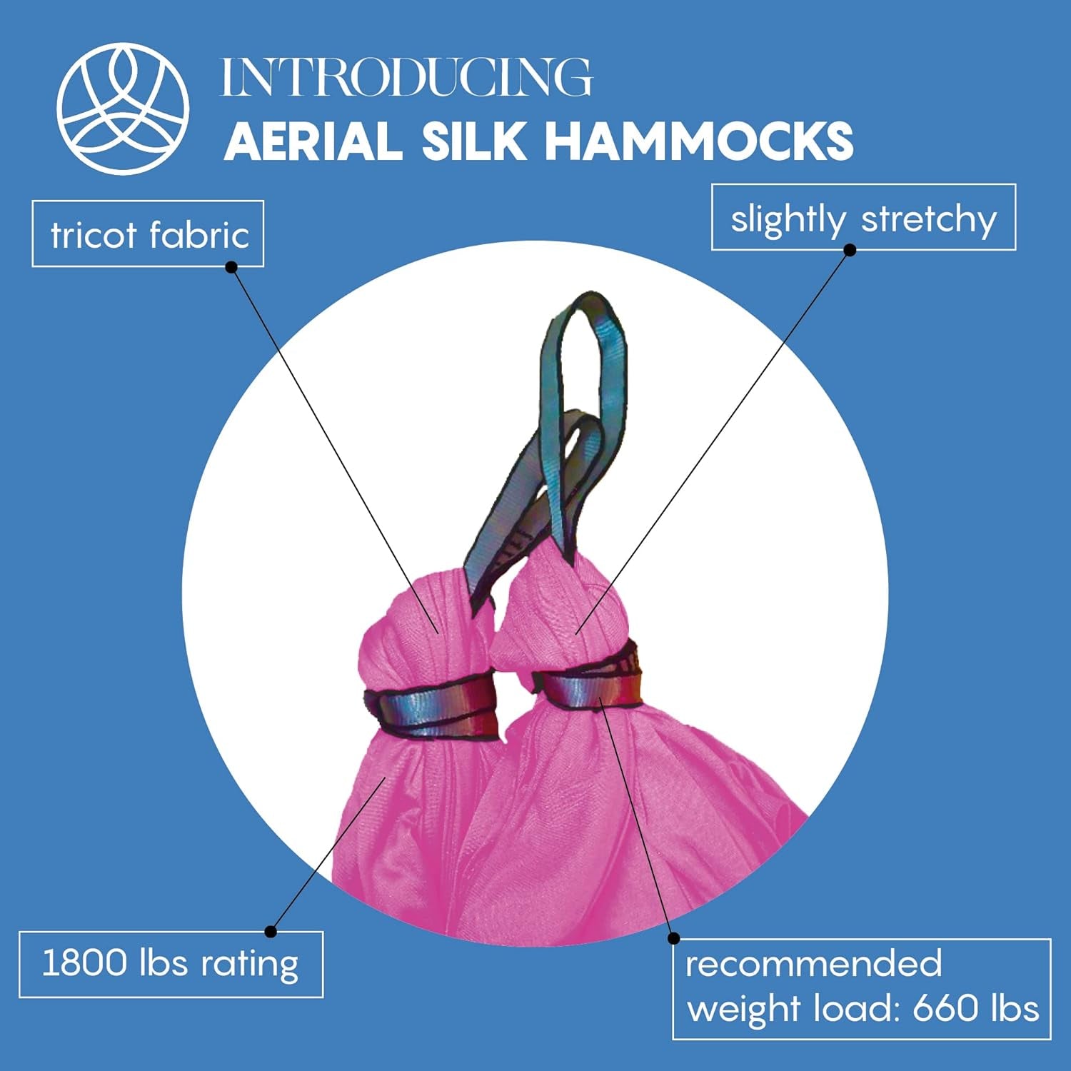Aerial Silk Yoga Hammock & Swing for Home, Inversion Exercises, Starter Kit for All Levels - Durable with Extension Straps, Carabiners, and Pose Guide