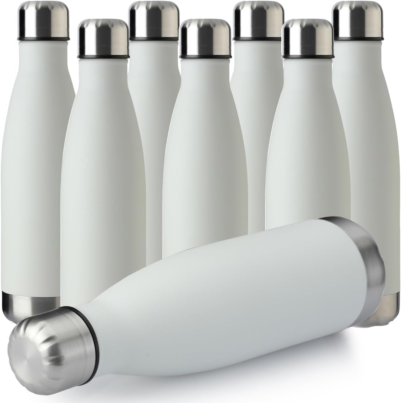 17Oz Sport Water Bottle 12 Pack Vacuum Insulated Stainless Steel Leak-Proof Double Wall Cola Shape Water Bottle,Keep Drinks Hot & Cold (Cold Gray,12 Pack)