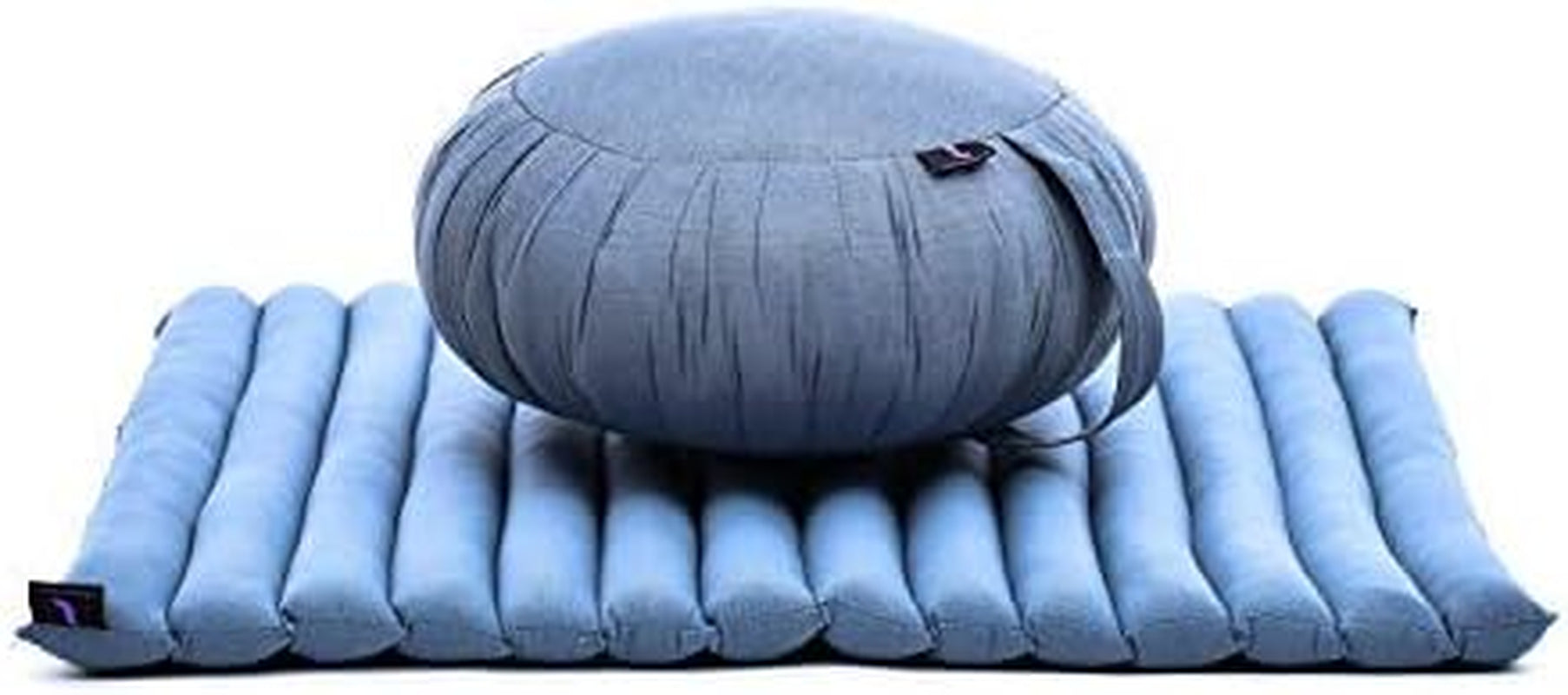 Meditation Cushion Set – 1 round Zafu Meditation Pillow and 1 Square Roll-Up Zabuton Meditation Mat, Pillows Bundle Filled with Kapok
