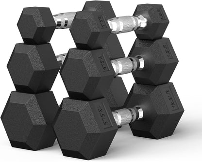 Hex Dumbbell Set 45-550 Lb, Rubber Encased Home Gym Dumbbells, Weights Dumbbells for Women & Men, Hand Weight for Strength Training