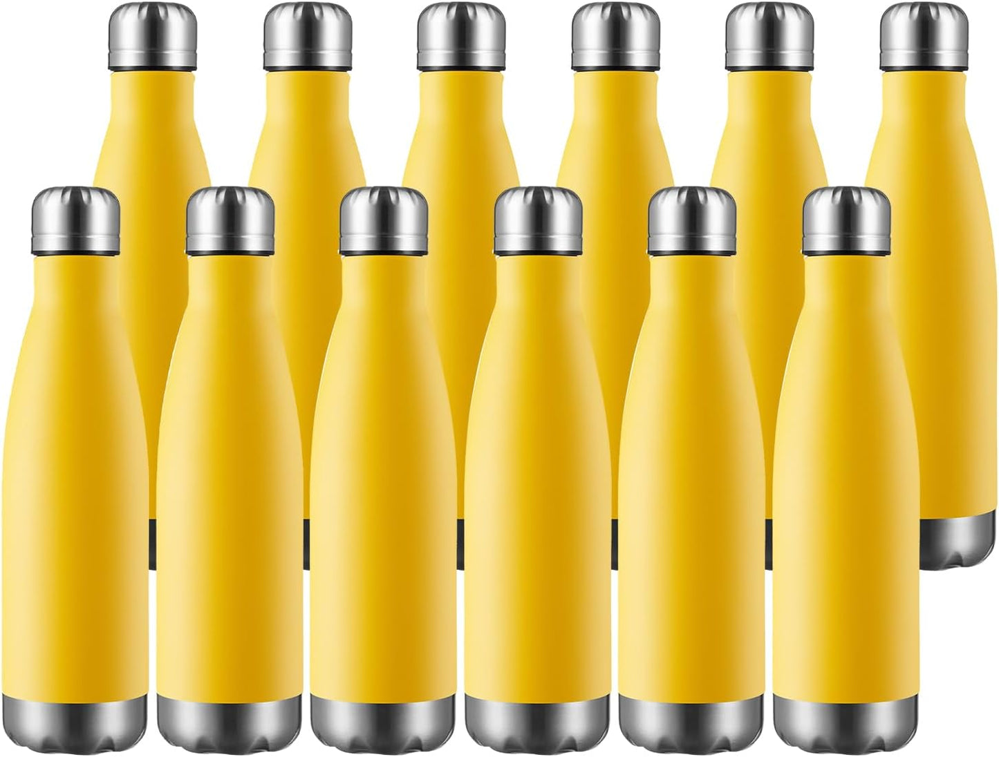 17Oz Sport Water Bottle 12 Pack Vacuum Insulated Stainless Steel Leak-Proof Double Wall Cola Shape Water Bottle,Keep Drinks Hot & Cold (Cold Gray,12 Pack)