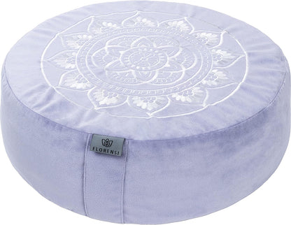 Meditation Cushion - Comfortable Floor Pillow - Traditional Tibetan Meditation Pillow with Beautiful Velvet Cover - Large Floor Cushion Seating for Adults - Premium Yoga Buckwheat Bolster