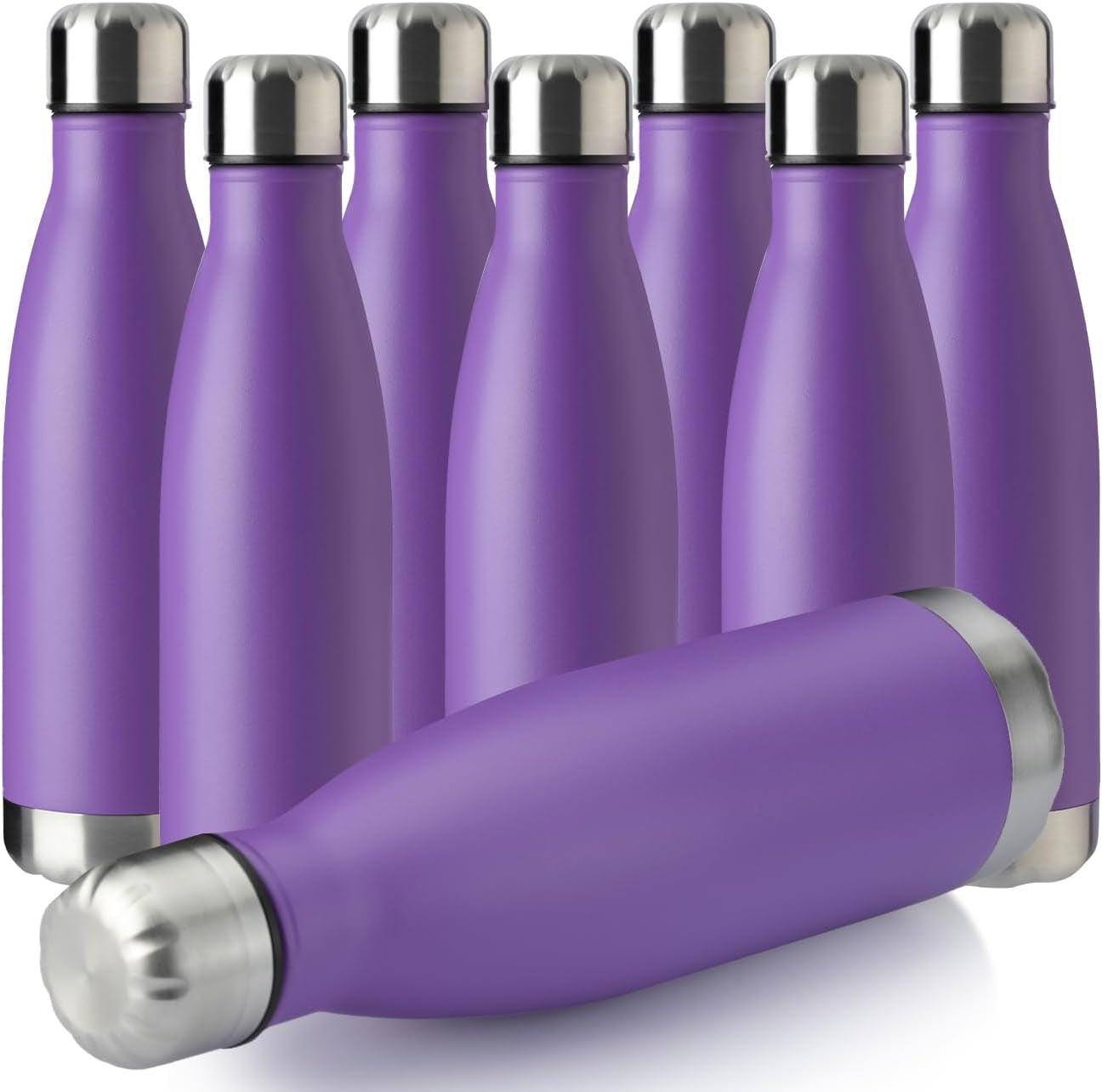 17Oz Sport Water Bottle 12 Pack Vacuum Insulated Stainless Steel Leak-Proof Double Wall Cola Shape Water Bottle,Keep Drinks Hot & Cold (Cold Gray,12 Pack)