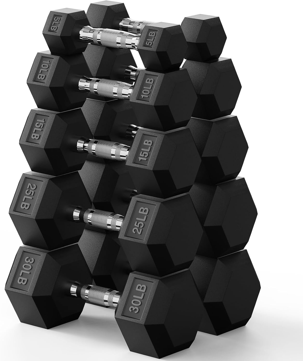 Hex Dumbbell Set 45-550 Lb, Rubber Encased Home Gym Dumbbells, Weights Dumbbells for Women & Men, Hand Weight for Strength Training