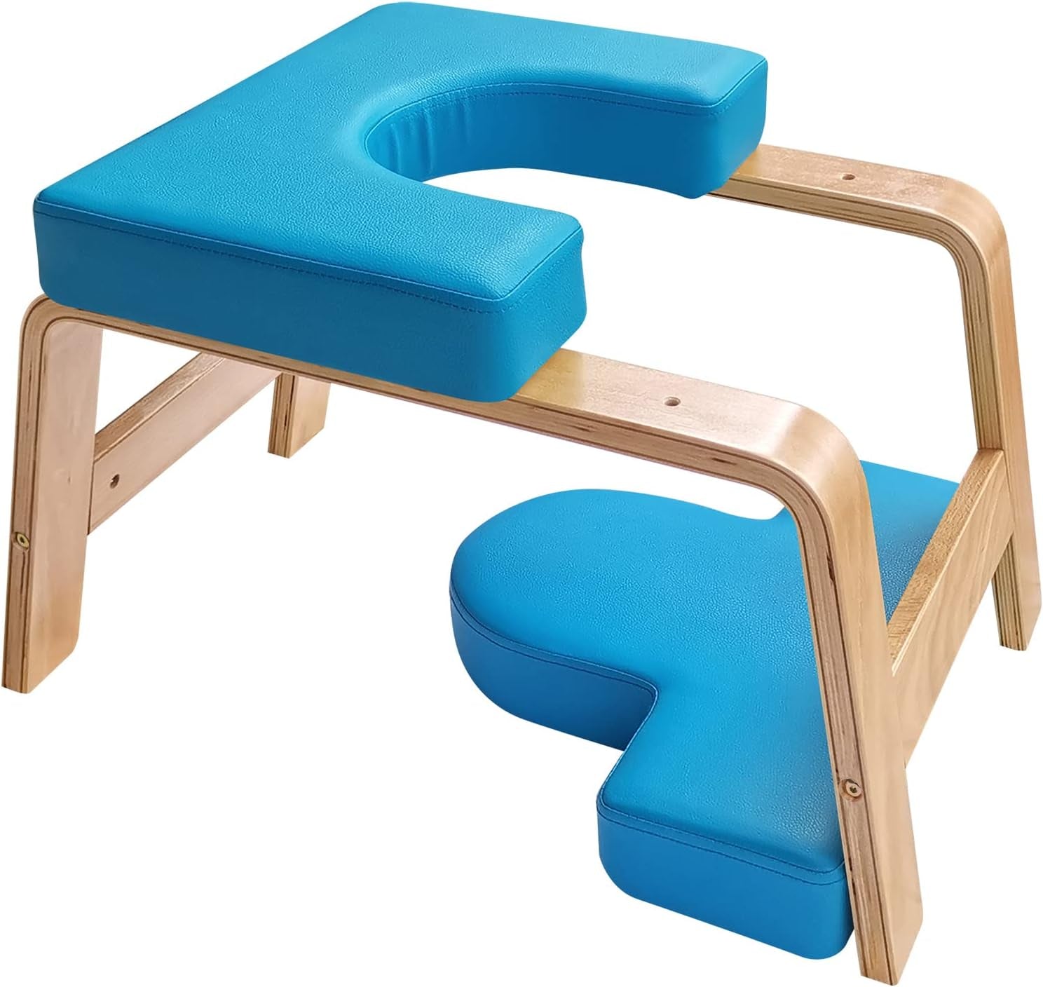 Yoga Headstand Bench- Stand Yoga Chair for Family, Gym - Wood and PU Pads - Relieve Fatigue and Build up Body (Multi-Color)