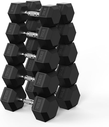 Hex Dumbbell Set 45-550 Lb, Rubber Encased Home Gym Dumbbells, Weights Dumbbells for Women & Men, Hand Weight for Strength Training