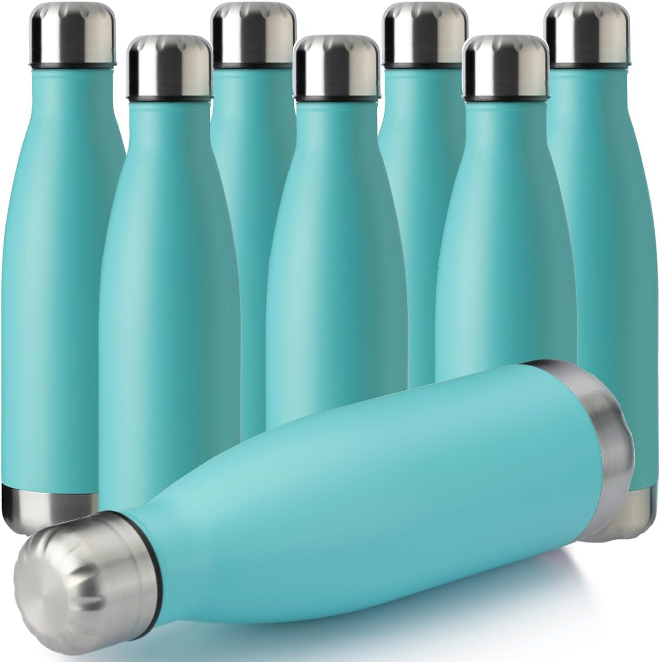 17Oz Sport Water Bottle 12 Pack Vacuum Insulated Stainless Steel Leak-Proof Double Wall Cola Shape Water Bottle,Keep Drinks Hot & Cold (Cold Gray,12 Pack)