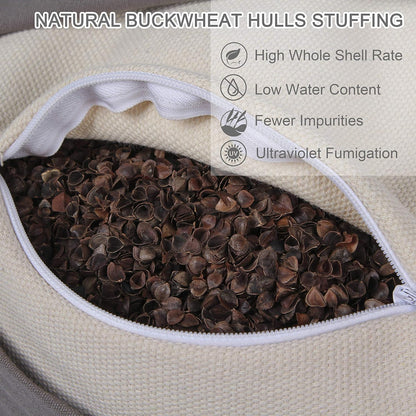 Zafu Buckwheat Meditation Cushion,D=13"/16" H=5.5",Round Zabuton Meditation Pillow,Yoga Bolster Kneeling Pillow Premium Yoga Pillow for Sitting on Floor Zippered Cotton Cover
