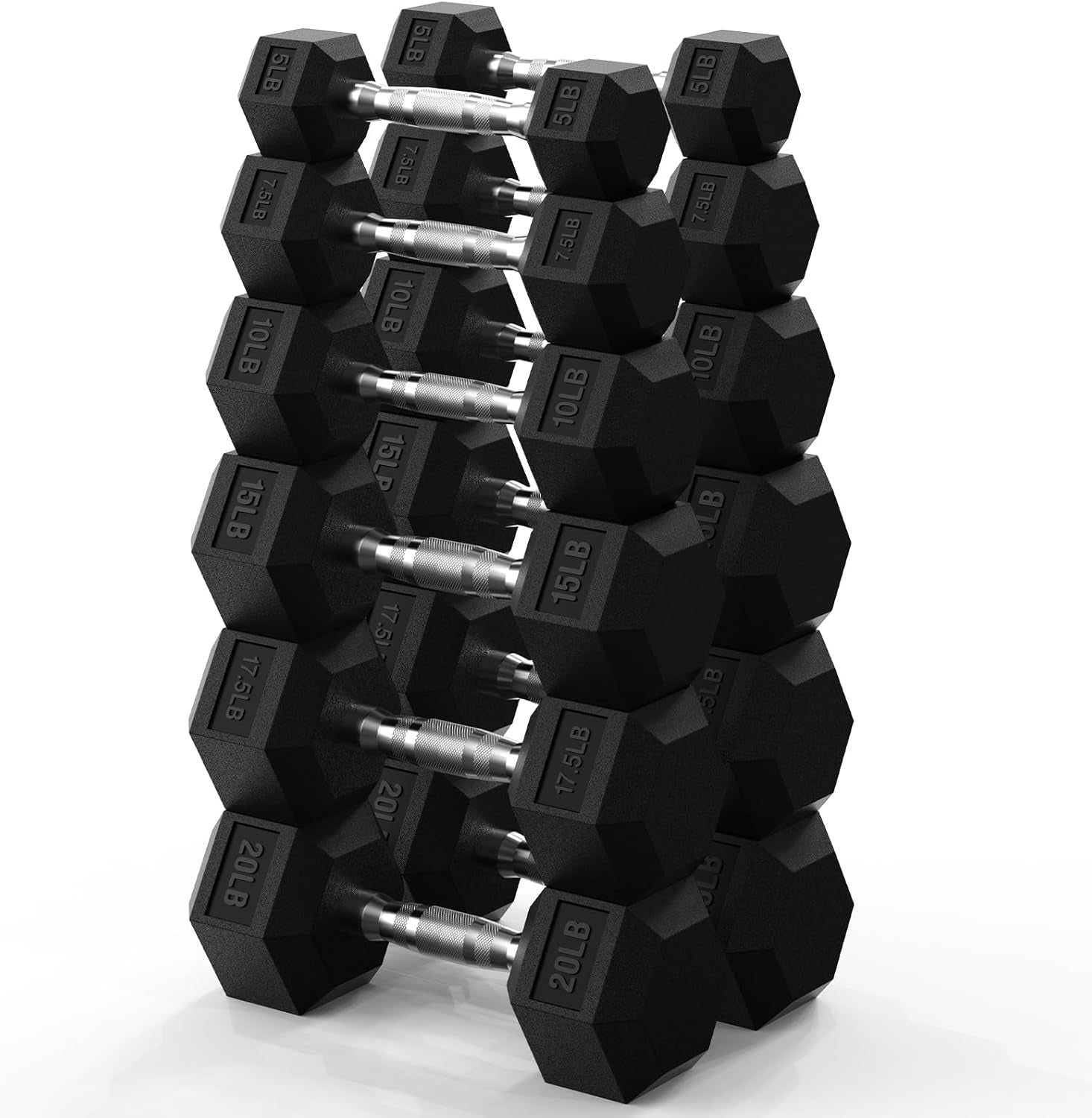 Hex Dumbbell Set 45-550 Lb, Rubber Encased Home Gym Dumbbells, Weights Dumbbells for Women & Men, Hand Weight for Strength Training