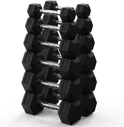Hex Dumbbell Set 45-550 Lb, Rubber Encased Home Gym Dumbbells, Weights Dumbbells for Women & Men, Hand Weight for Strength Training