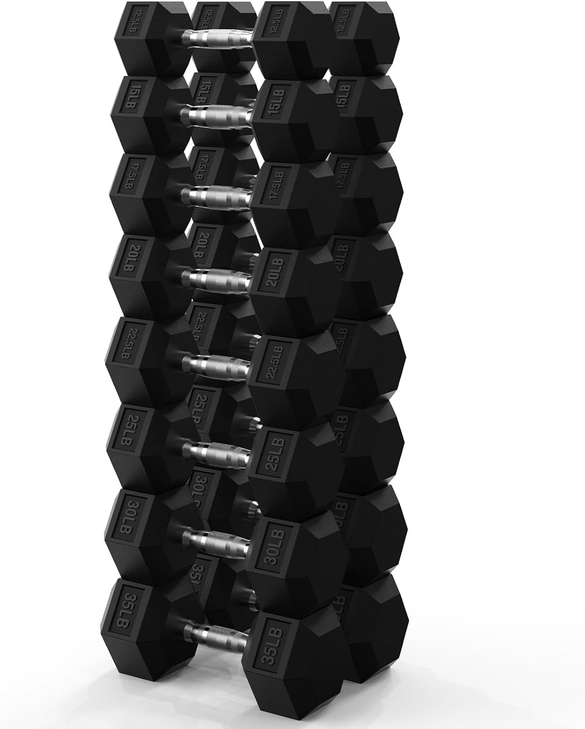 Hex Dumbbell Set 45-550 Lb, Rubber Encased Home Gym Dumbbells, Weights Dumbbells for Women & Men, Hand Weight for Strength Training