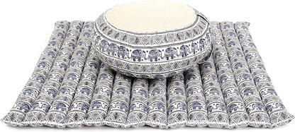 Meditation Cushion Set – 1 round Zafu Meditation Pillow and 1 Square Roll-Up Zabuton Meditation Mat, Pillows Bundle Filled with Kapok