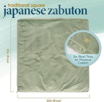 Meditation Mat Zabuton, Velvet Floor Cushions for Sitting, Meditation Cushions and Pillows with 100% Cotton Insert, Yoga Cushion for Women and Men