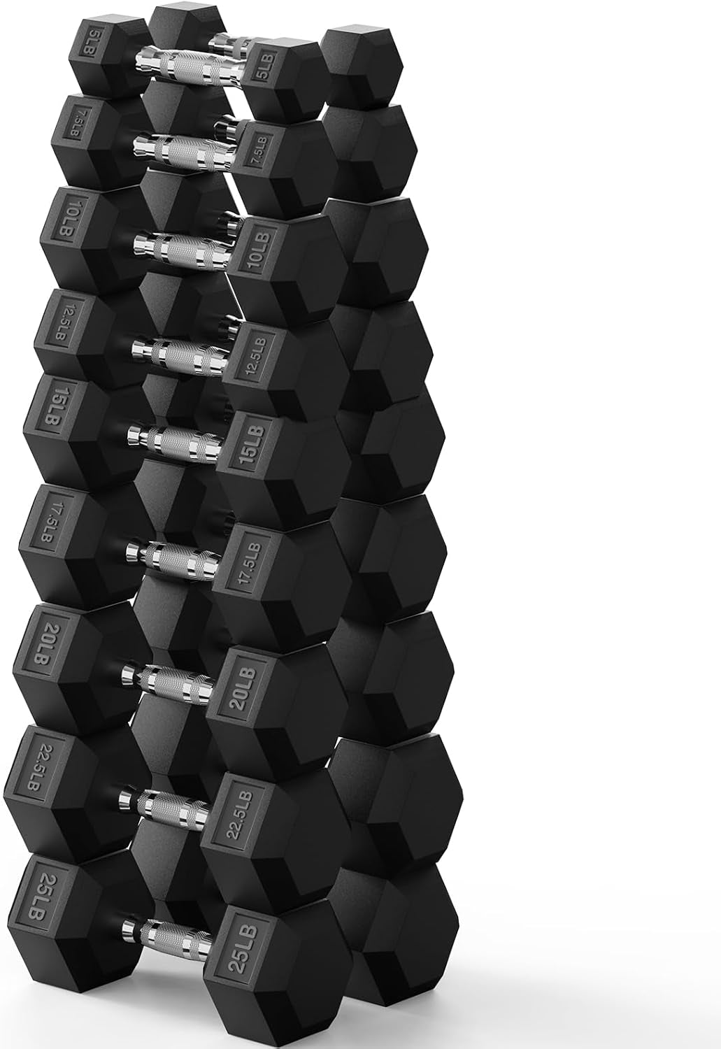 Hex Dumbbell Set 45-550 Lb, Rubber Encased Home Gym Dumbbells, Weights Dumbbells for Women & Men, Hand Weight for Strength Training