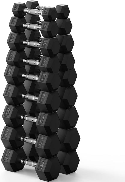 Hex Dumbbell Set 45-550 Lb, Rubber Encased Home Gym Dumbbells, Weights Dumbbells for Women & Men, Hand Weight for Strength Training