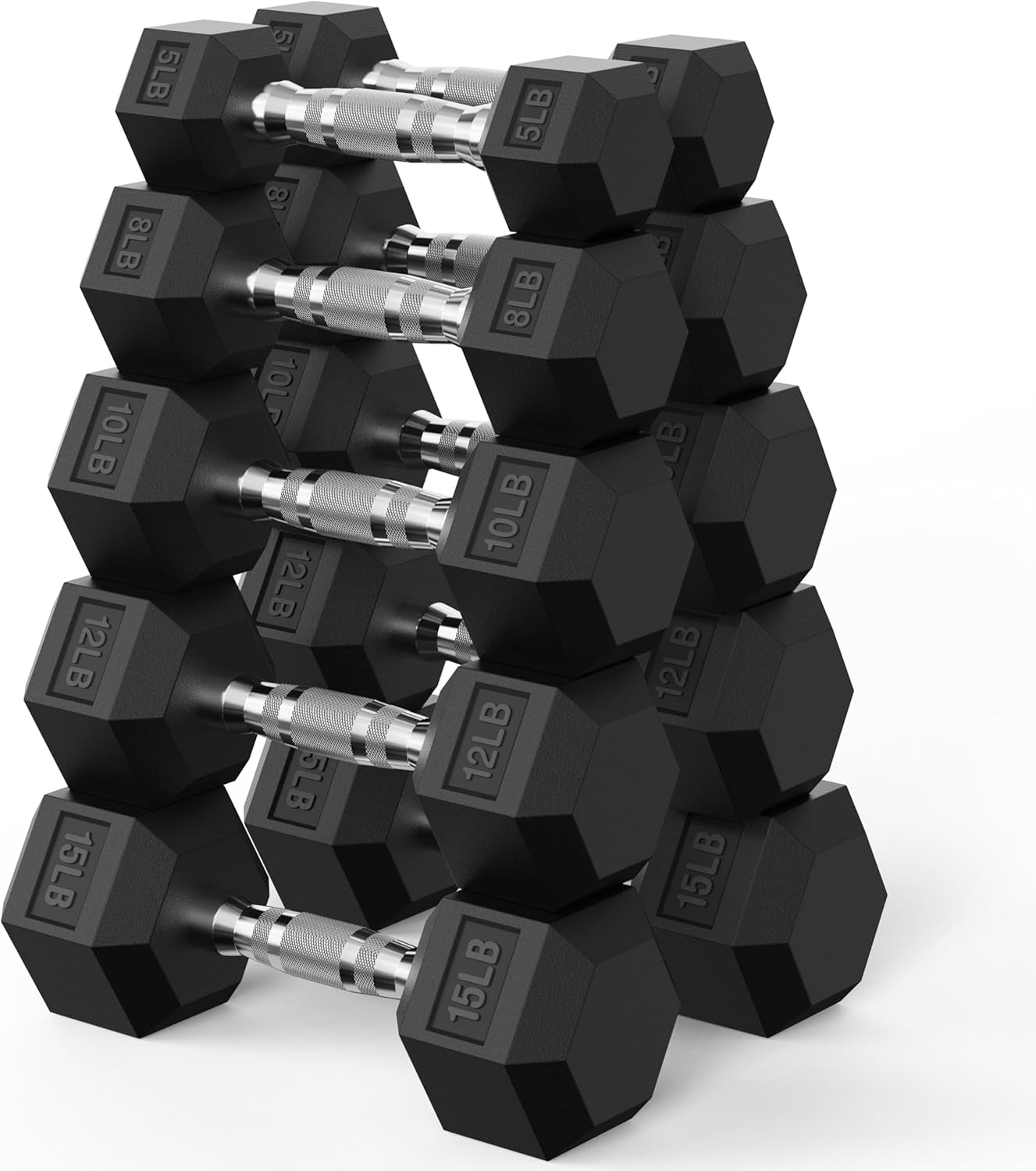 Hex Dumbbell Set 45-550 Lb, Rubber Encased Home Gym Dumbbells, Weights Dumbbells for Women & Men, Hand Weight for Strength Training