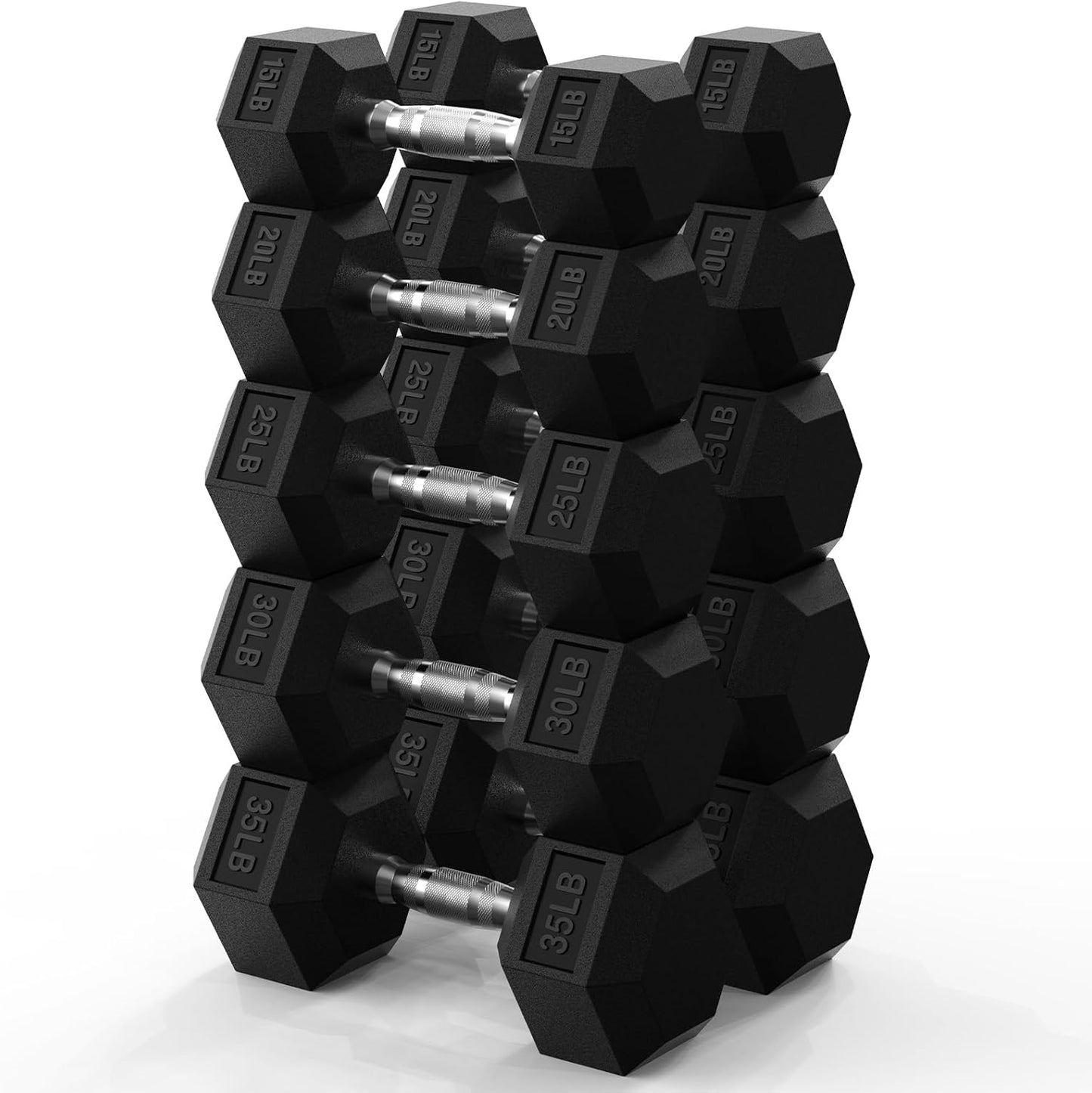 Hex Dumbbell Set 45-550 Lb, Rubber Encased Home Gym Dumbbells, Weights Dumbbells for Women & Men, Hand Weight for Strength Training