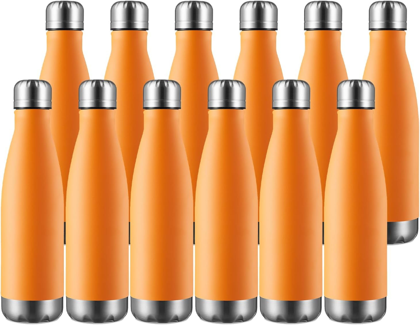 17Oz Sport Water Bottle 12 Pack Vacuum Insulated Stainless Steel Leak-Proof Double Wall Cola Shape Water Bottle,Keep Drinks Hot & Cold (Cold Gray,12 Pack)