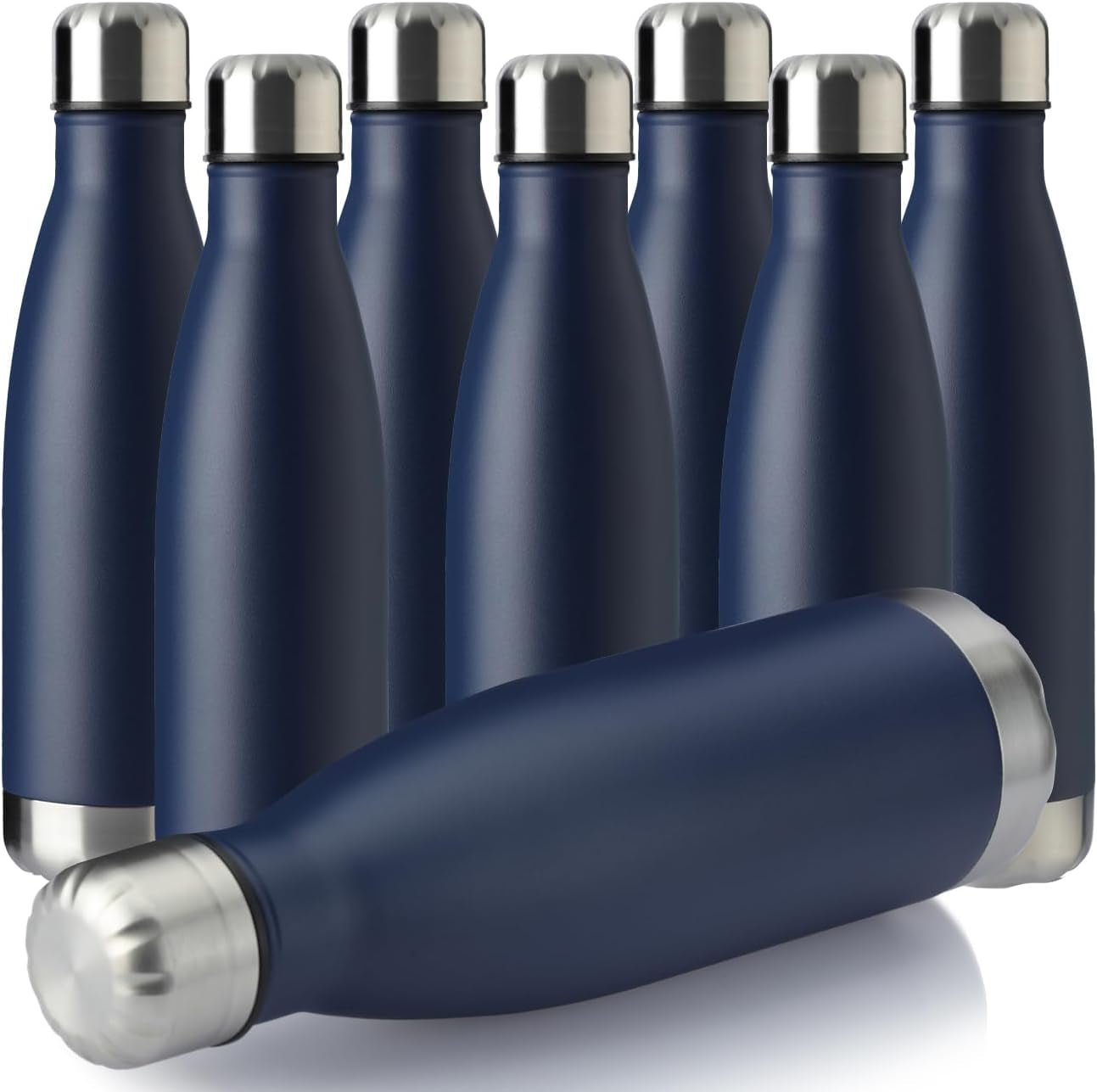 17Oz Sport Water Bottle 12 Pack Vacuum Insulated Stainless Steel Leak-Proof Double Wall Cola Shape Water Bottle,Keep Drinks Hot & Cold (Cold Gray,12 Pack)
