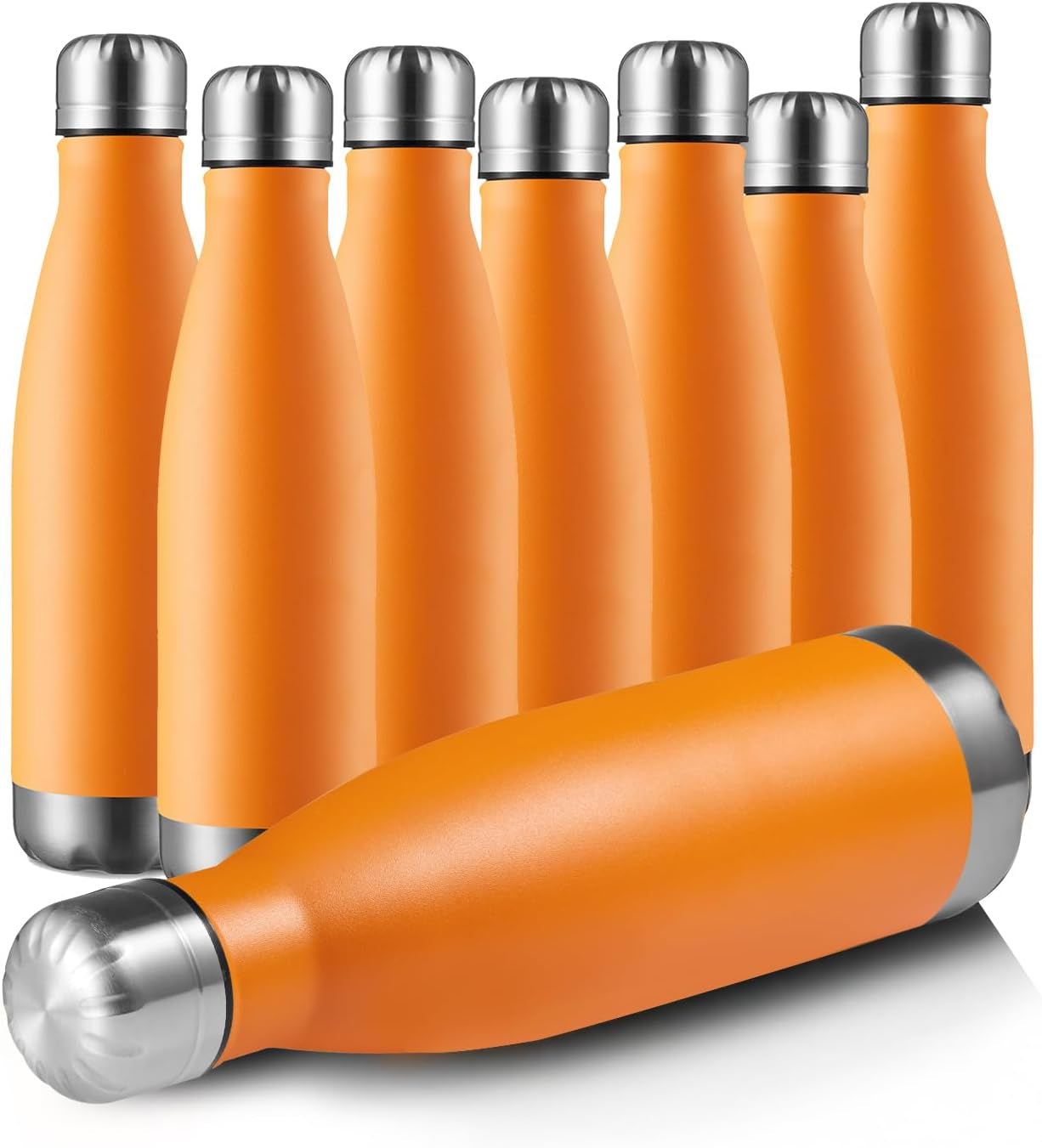 17Oz Sport Water Bottle 12 Pack Vacuum Insulated Stainless Steel Leak-Proof Double Wall Cola Shape Water Bottle,Keep Drinks Hot & Cold (Cold Gray,12 Pack)