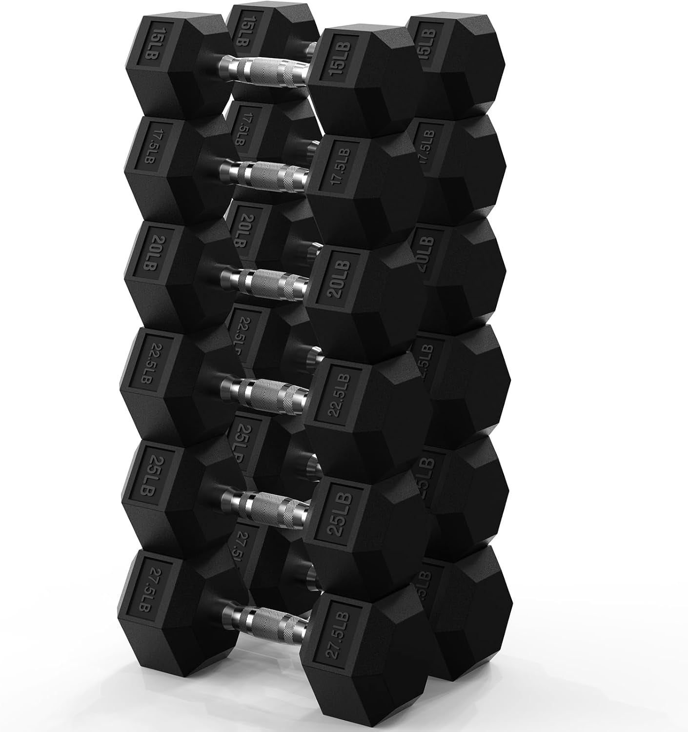 Hex Dumbbell Set 45-550 Lb, Rubber Encased Home Gym Dumbbells, Weights Dumbbells for Women & Men, Hand Weight for Strength Training