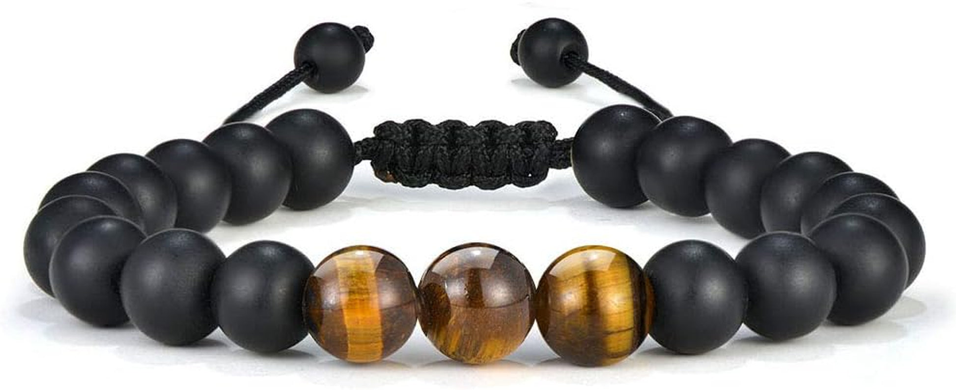 Natural Stone Bracelets for Men - 8Mm Tiger Eye, Matte Agate, Lava Rock - Teen Boys Gifts for Birthday, Anniversary, Christmas